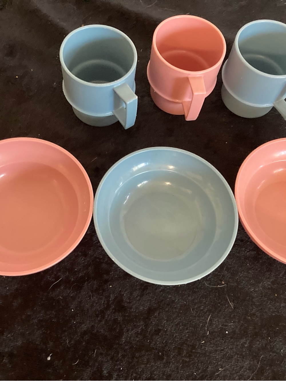 Tupperware Tuppertoys Mini Play Stackable Cups and Bowls Pretend Pastel 6 PCs